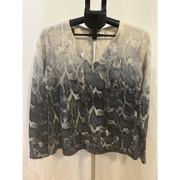 Kinross Cashmere Snake Skin Cashmere Button Up Cardigan size L - Picture 1 of 3